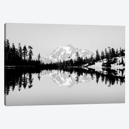 Mountain Lake Reflection Vintage Black and White Canvas Print #MGK391} by Nature Magick Canvas Wall Art