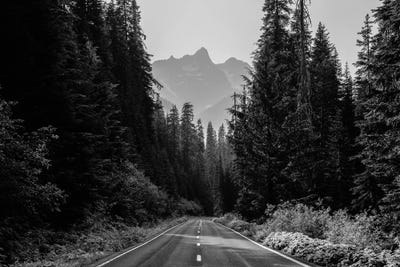 Mountain Road Black and White Unicorn Peak by Nature Magick framed canvas print