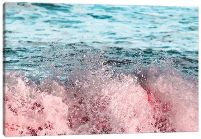 Ocean Waves Turquoise Pink Sea Adventure Canvas Art Print - Nature Magick