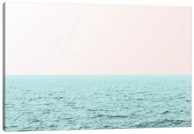 Pastel Pink Sky and Turquoise Waves Canvas Art Print - Nature Magick