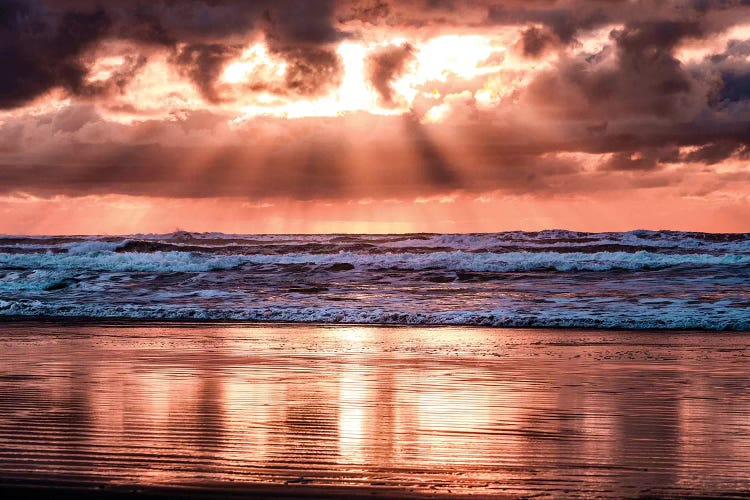 Pink Ocean Sunset Beach Waves by Nature Magick wall art