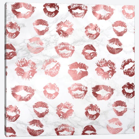Rose Gold Lips On Marble Canvas Print #MGK419} by Nature Magick Canvas Print