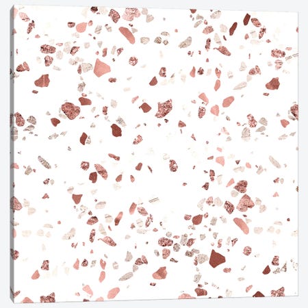 Rose Gold White Marble Terrazzo Canvas Print #MGK420} by Nature Magick Canvas Wall Art