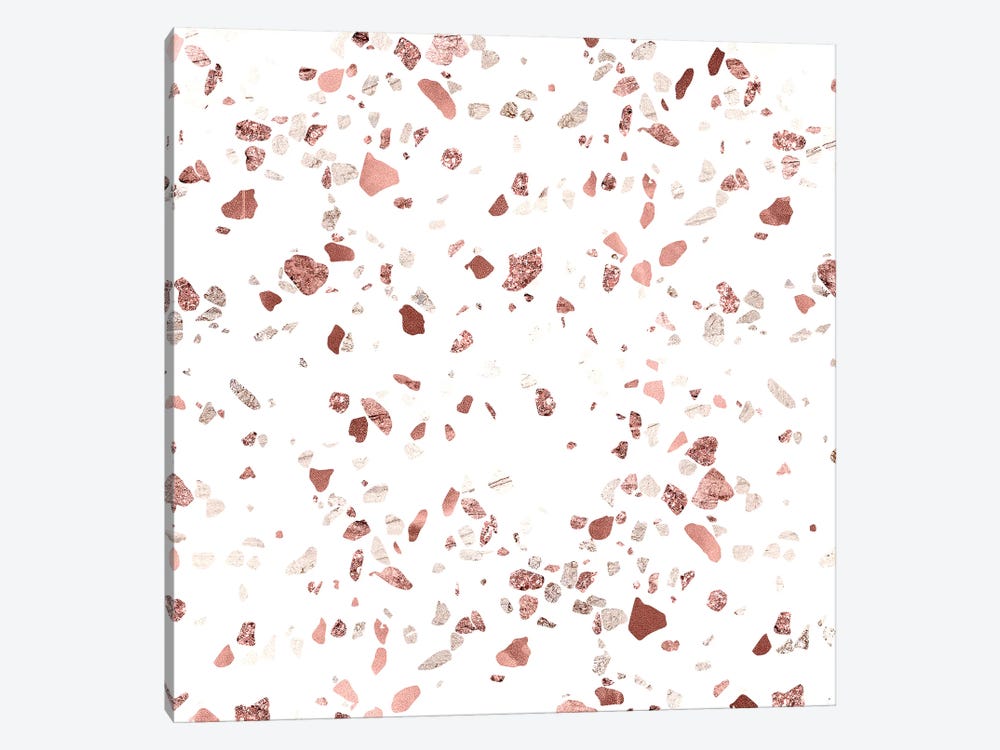 Rose Gold White Marble Terrazzo by Nature Magick 1-piece Canvas Art Print