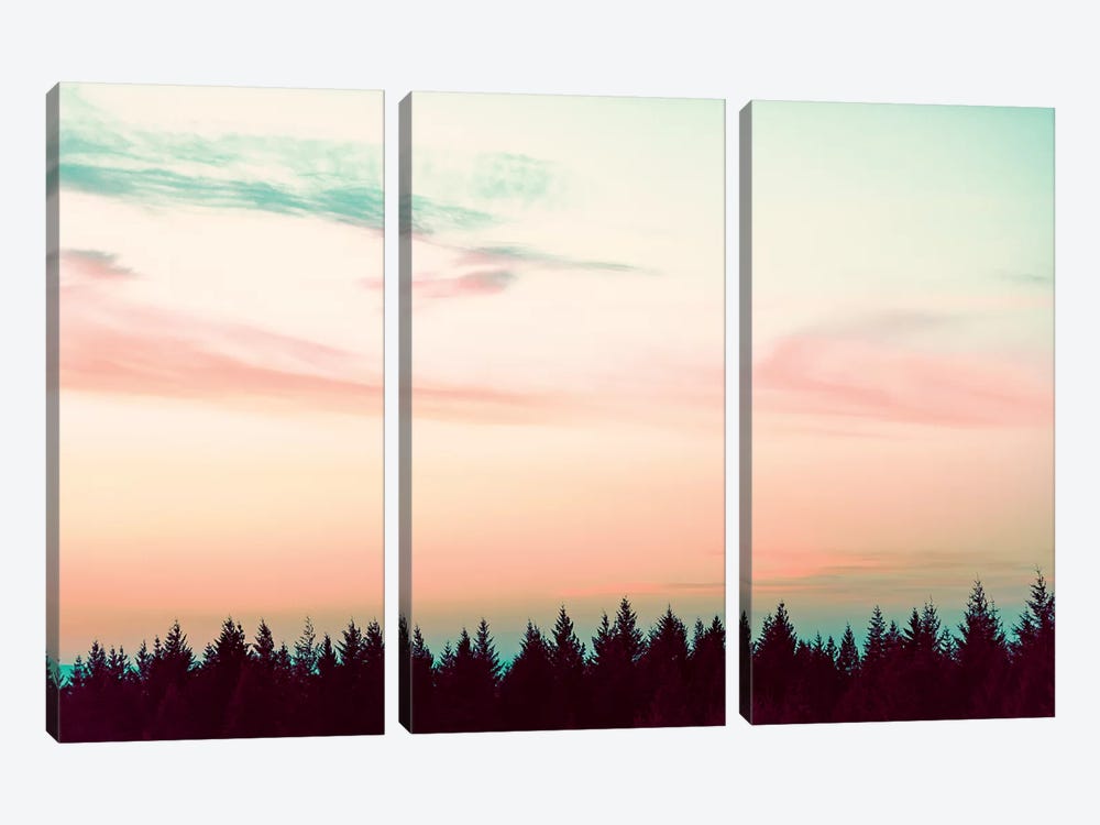 Sunset Over The Pines 3-piece Canvas Wall Art