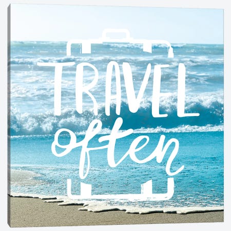 Travel Often In Turquoise Waves Beach Canvas Print #MGK466} by Nature Magick Canvas Art Print