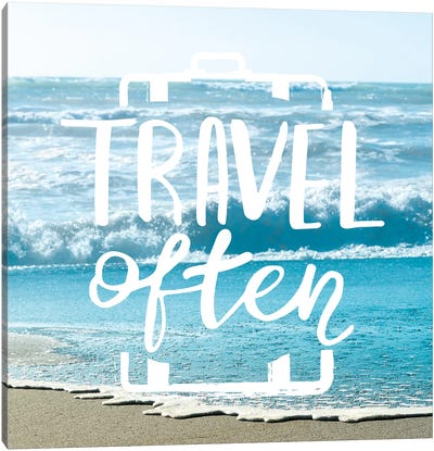 Travel Often In Turquoise Waves Beach Canvas Art Print - Nature Magick
