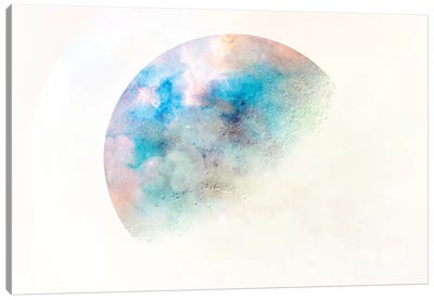Turquoise Pink Metallic Moon Magick On Cream  Canvas Art Print - Moon Art