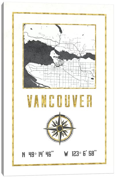 Vancouver, British Columbia, Canada Canvas Art Print - Compass Art