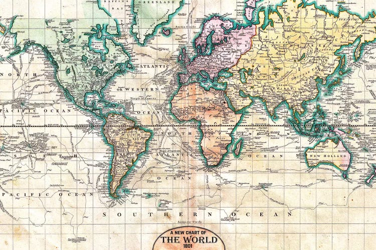 Vintage World Map 1801 by Nature Magick wall art