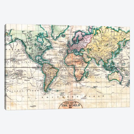 Vintage World Map 1801 Canvas Print #MGK482} by Nature Magick Canvas Artwork