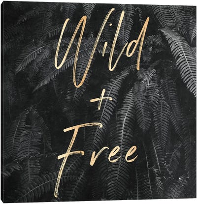 Wild and Free In Gray Ferns Square Canvas Art Print - Adventure Art