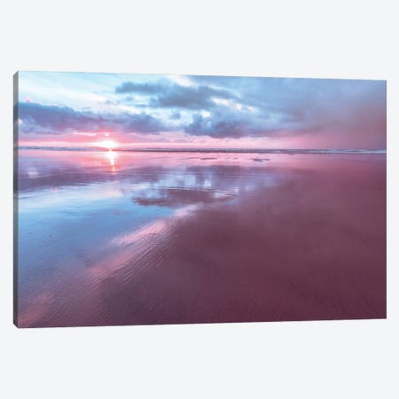 Summer Sunset - Pink Sand Beach Canvas Print #MGK522} by Nature Magick Canvas Print