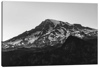 Mount Rainier National Park Black And White Canvas Art Print - Snowy Mountain Art