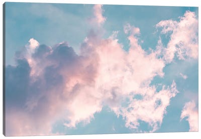 Teal Sunset Sky Pastel Pink Clouds Canvas Art Print - Nature Magick