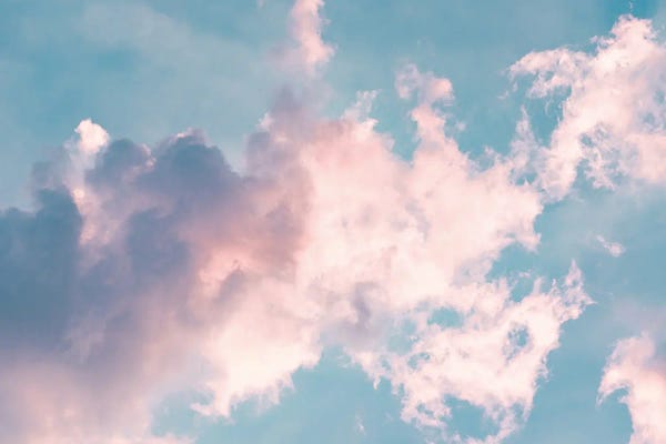 Cloudy Sunsets: Teal Sunset Sky Pastel Pink Clouds by Nature Magick