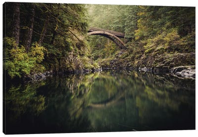 Pacific Northwest Forest Bridge River Wanderlust Canvas Art Print - Nature Magick