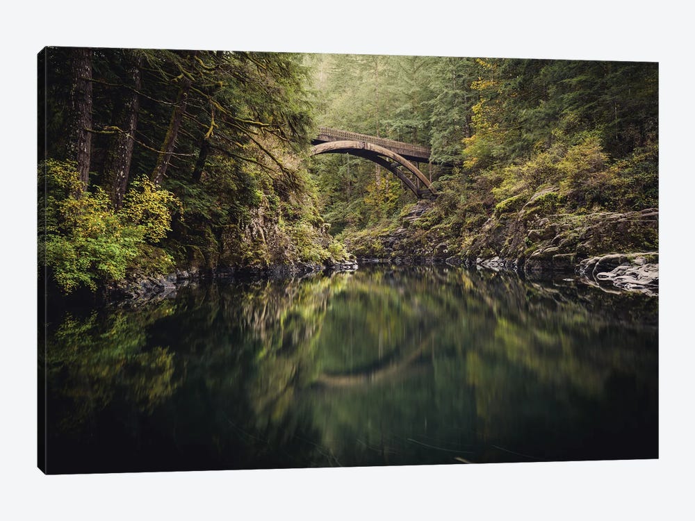 Pacific Northwest Forest Bridge River Wanderlust by Nature Magick 1-piece Canvas Art Print