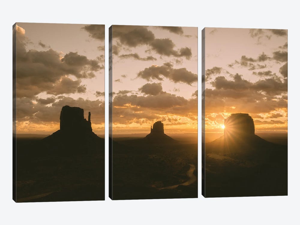 Monument Valley - Desert Sunset by Nature Magick 3-piece Canvas Art Print