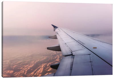 World Wanderlust Travel Sunset Canvas Art Print - Airplane Art