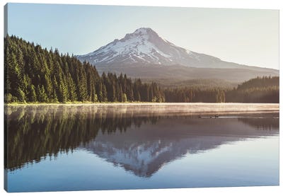 Mountain Lake Reflection Mount Hood, Oregon Canvas Art Print - Large Scenic & Landscape Art