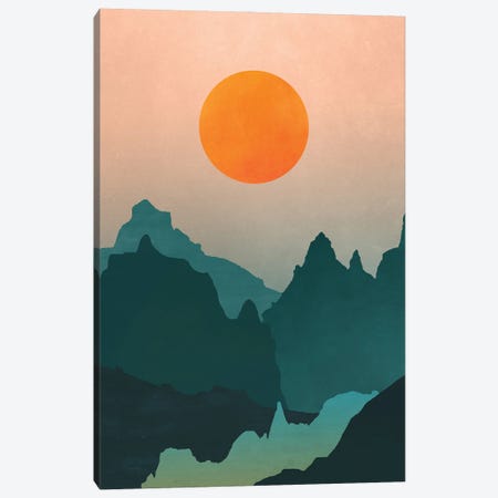 Rising Sun Teal Mountain Adventure Canvas Print #MGK554} by Nature Magick Art Print