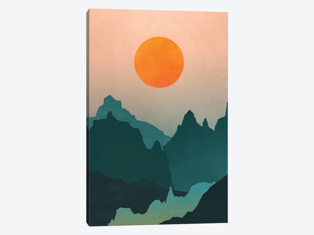 Rising Sun Teal Mountain Adventure by Nature Magick 1-piece Art Print