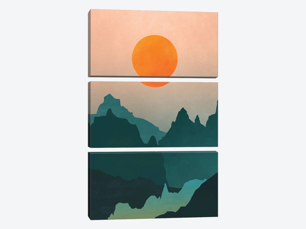 Rising Sun Teal Mountain Adventure by Nature Magick 3-piece Canvas Print