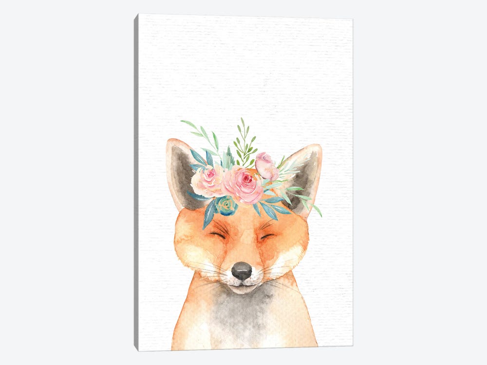 Nursery Animals Baby Fox Watercolor by Nature Magick 1-piece Canvas Wall Art