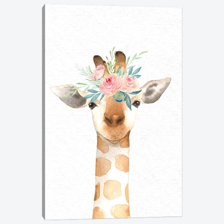 Nursery Animals Baby Giraffe Watercolor Canvas Print #MGK558} by Nature Magick Canvas Artwork
