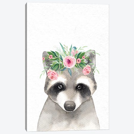 Nursery Animals Baby Raccoon Watercolor Canvas Print #MGK559} by Nature Magick Canvas Wall Art