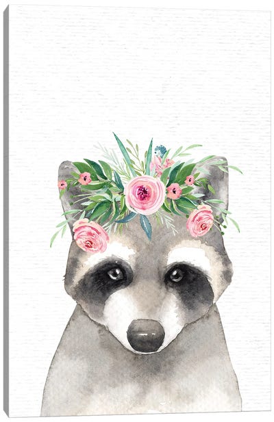 Nursery Animals Baby Raccoon Watercolor Canvas Art Print - Raccoon Art