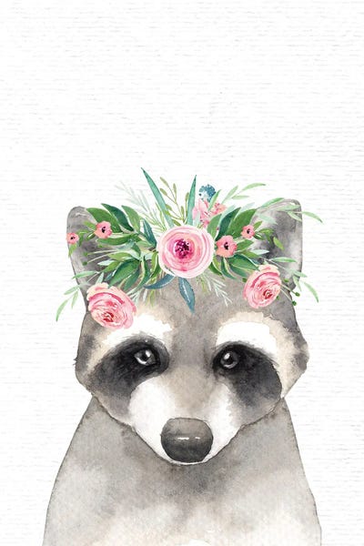 Raccoons: Nursery Animals Baby Raccoon Watercolor by Nature Magick