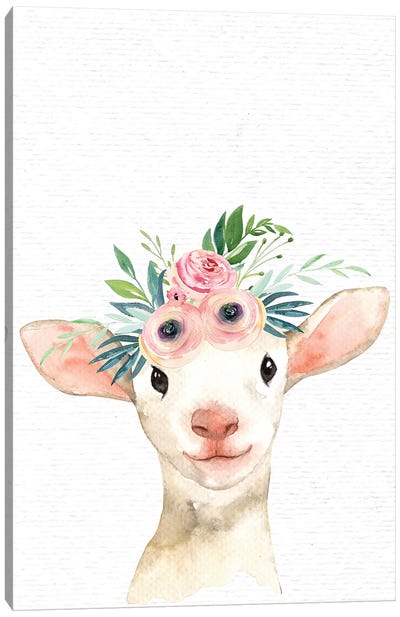 Nursery Animals Baby Lamb Watercolor Canvas Art Print - Nature Magick