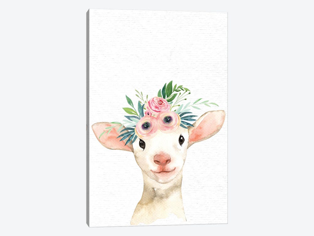Nursery Animals Baby Lamb Watercolor by Nature Magick 1-piece Canvas Art