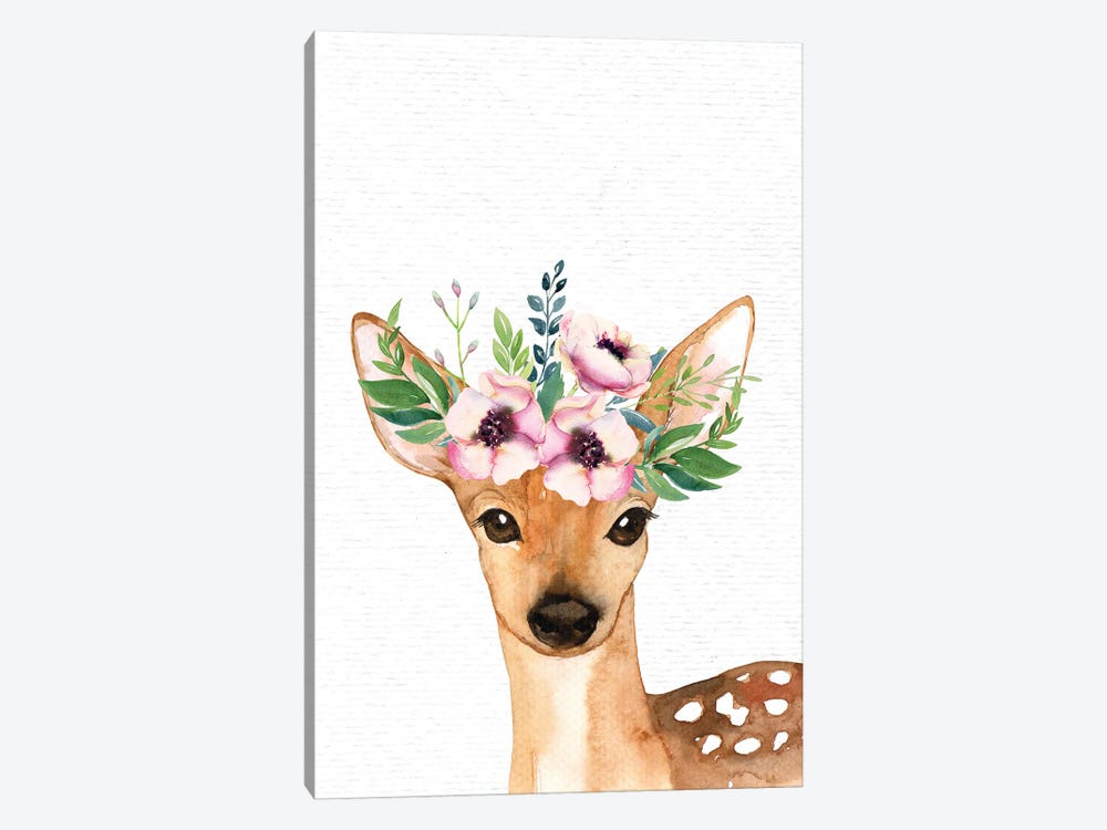 Nursery Animals Baby Fawn Watercolor by Nature Magick 1-piece Canvas Print