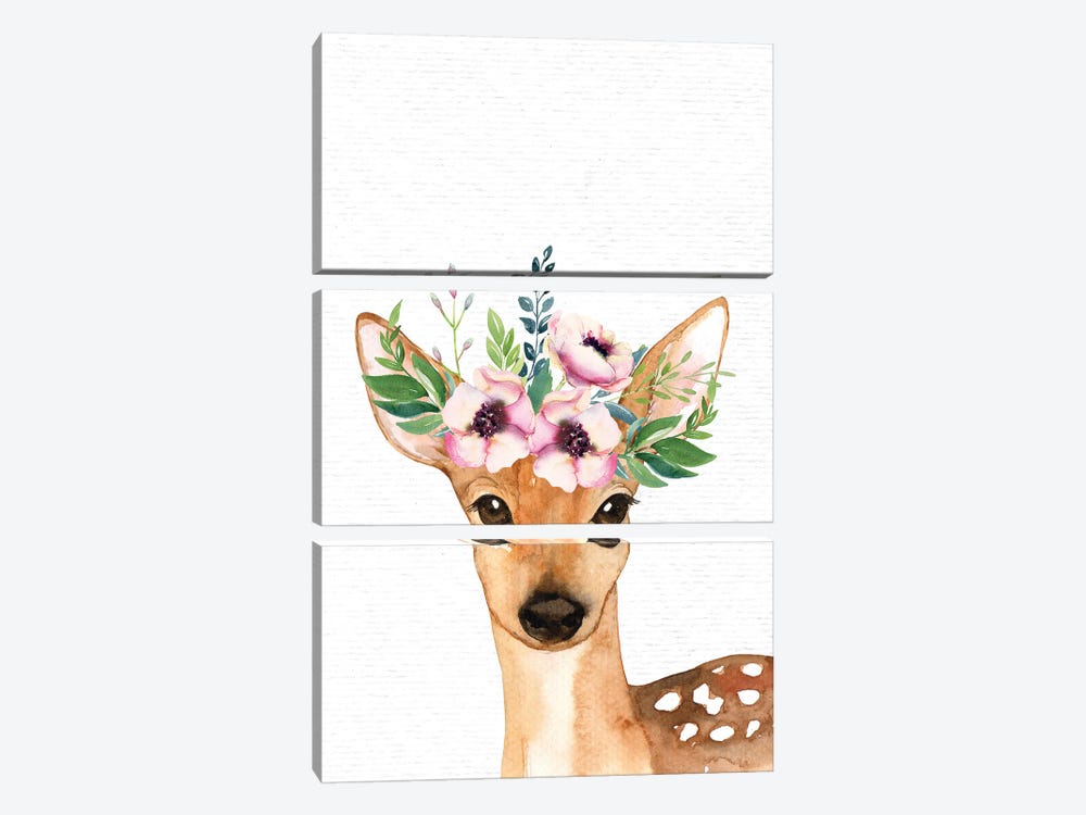 Nursery Animals Baby Fawn Watercolor by Nature Magick 3-piece Art Print