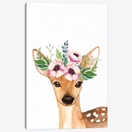 Nursery Animals Baby Fawn Watercolor Canvas Print #MGK563} by Nature Magick Canvas Print