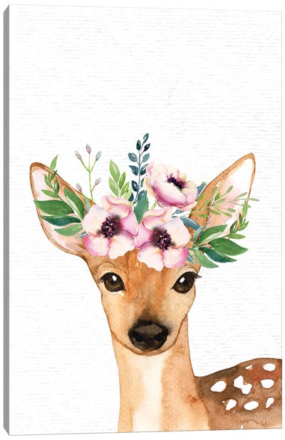 Nursery Animals Baby Fawn Watercolor Canvas Art Print - Nature Magick