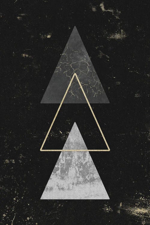 Abstract Gold Geometric Triangles Modern Abstract Art