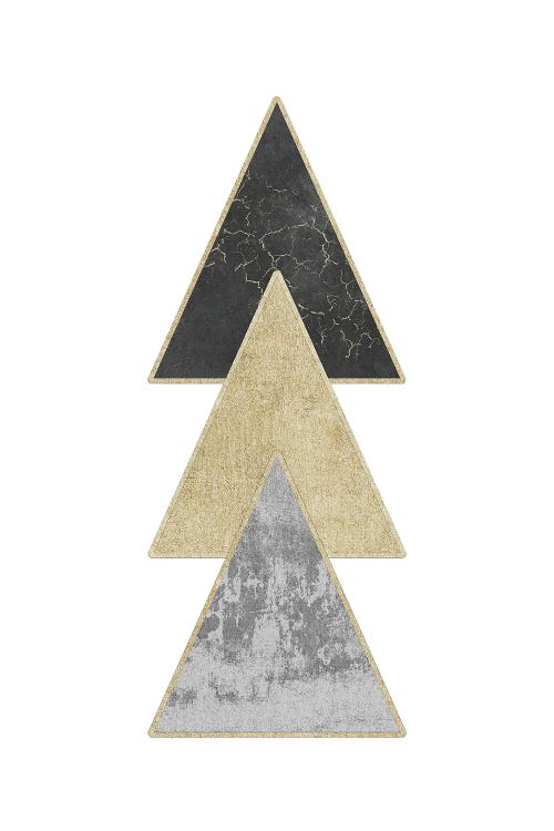 Abstract Gold Geometric Triangles Modern Abstract Art II