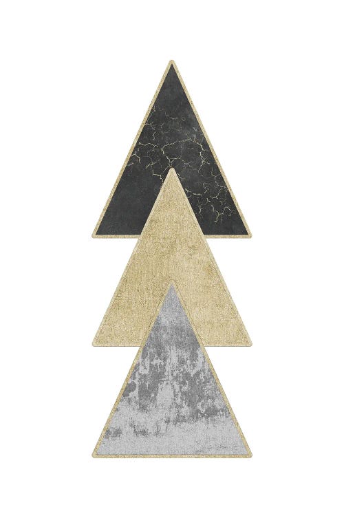 Abstract Gold Triangles II Modern Geometric Abstract Art