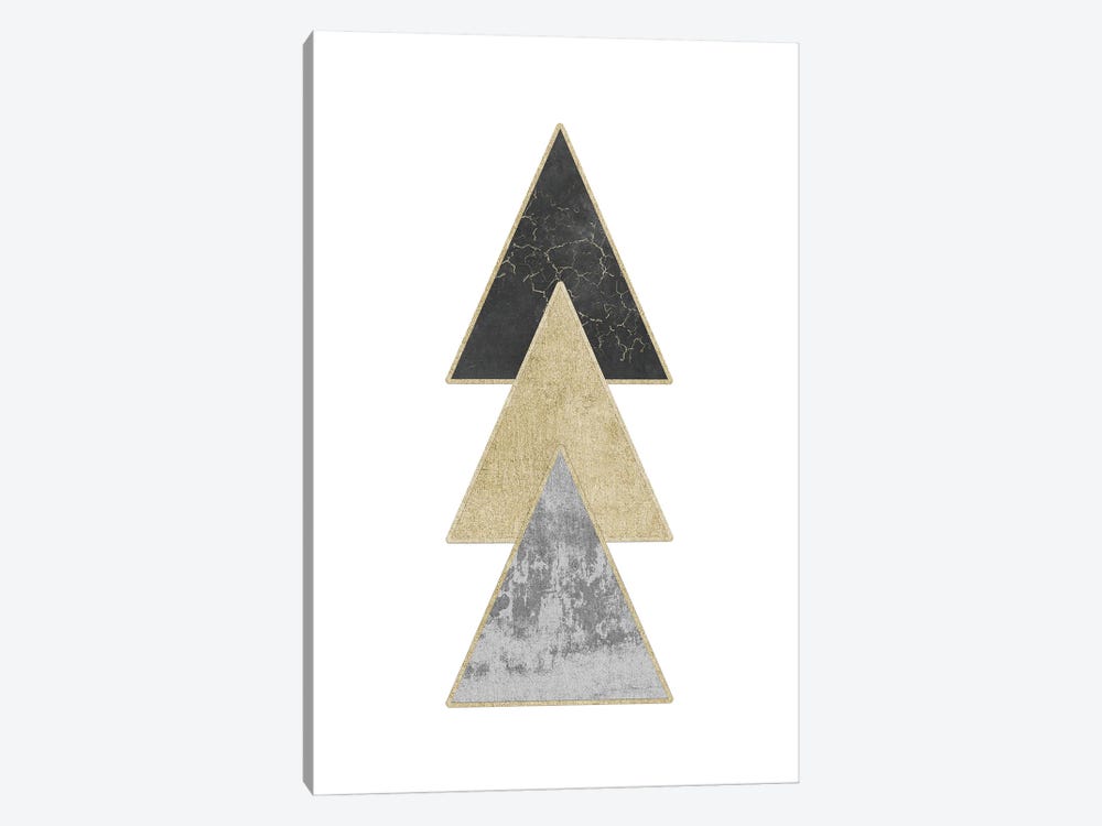 Abstract Gold Geometric Triangles Modern Abstract Art II by Nature Magick 1-piece Canvas Print