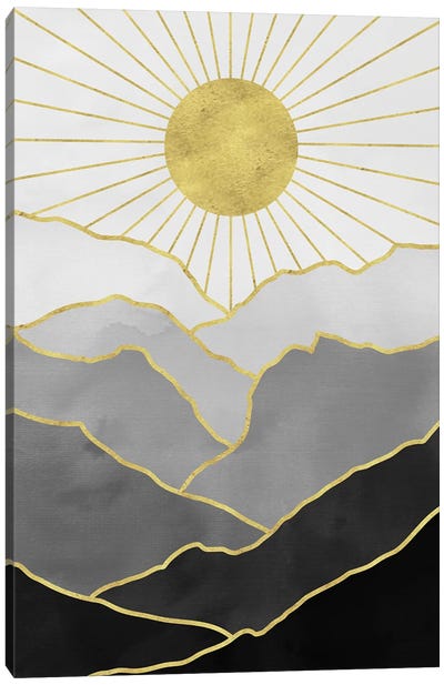 Rising Sun Gold Mountain Adventure Canvas Art Print - Sun Art