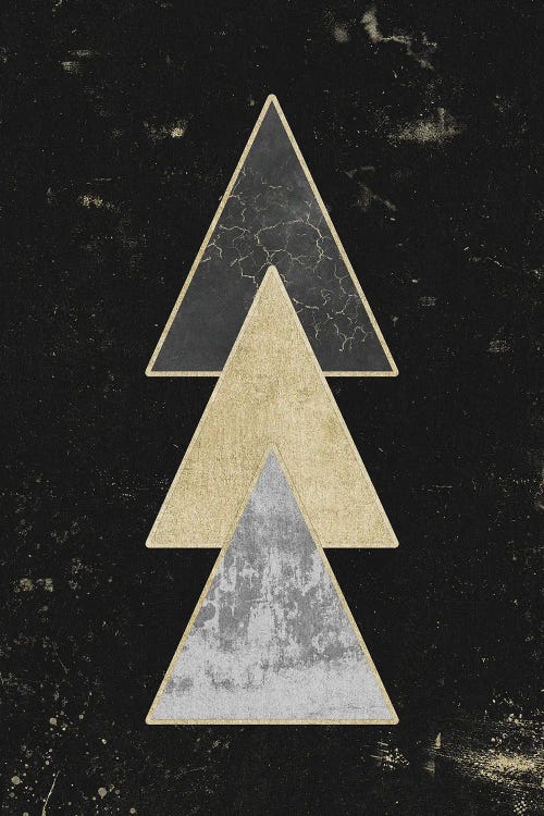 Abstract Gold Geometric Triangles Modern Abstract Art III