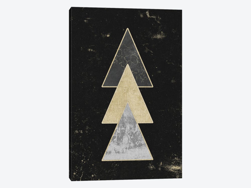 Abstract Gold Geometric Triangles Modern Abstract Art III by Nature Magick 1-piece Canvas Wall Art