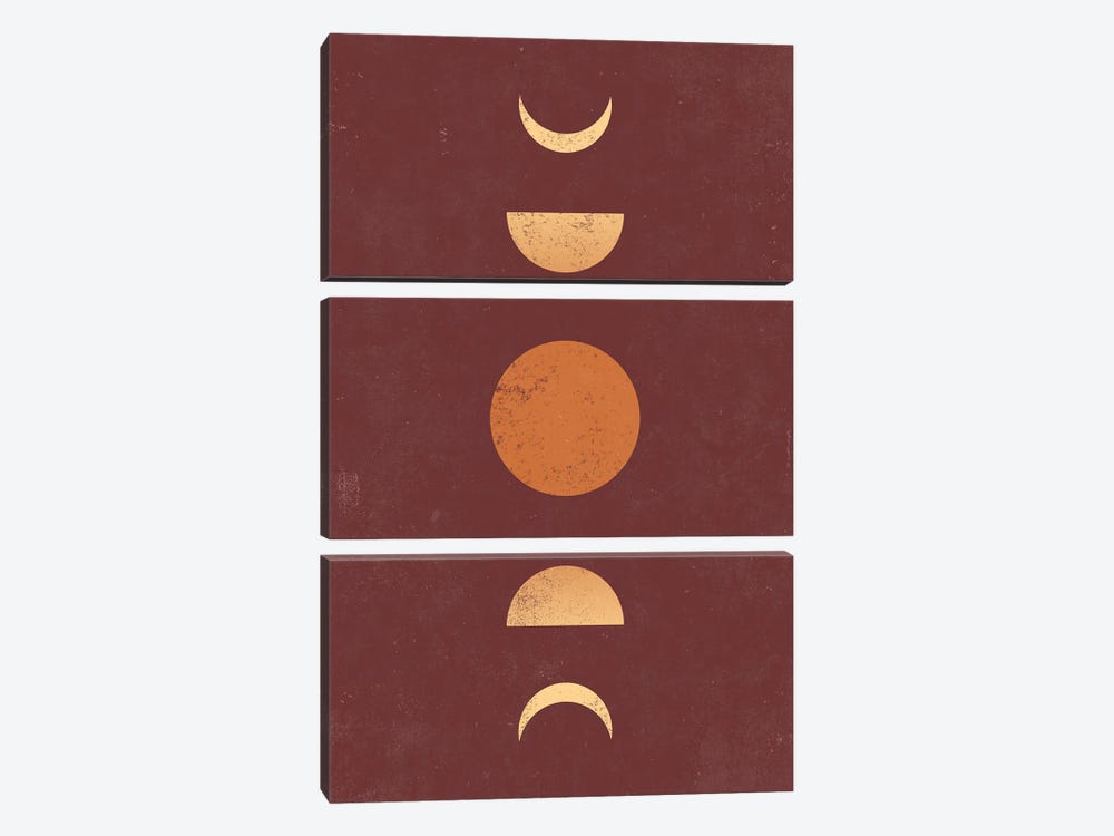 Boho Terracotta Desert Moon Phases by Nature Magick 3-piece Canvas Print