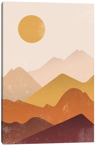 Boho Terracotta Desert Mountain Sunrise Canvas Art Print - Nature Magick