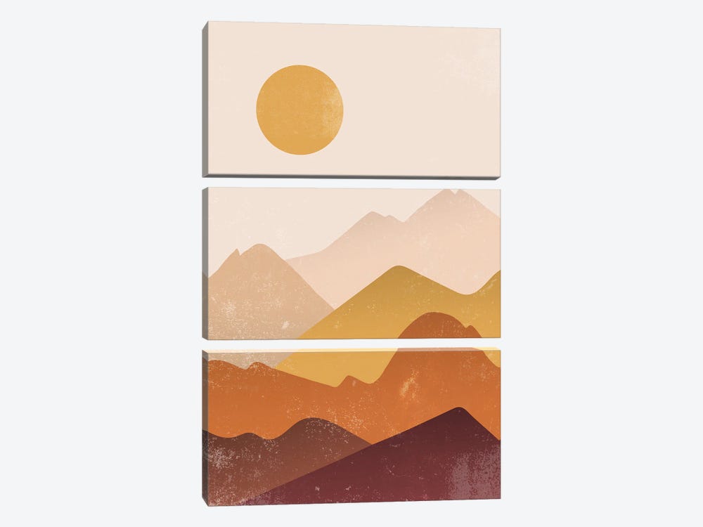 Boho Terracotta Desert Mountain Sunrise by Nature Magick 3-piece Canvas Art