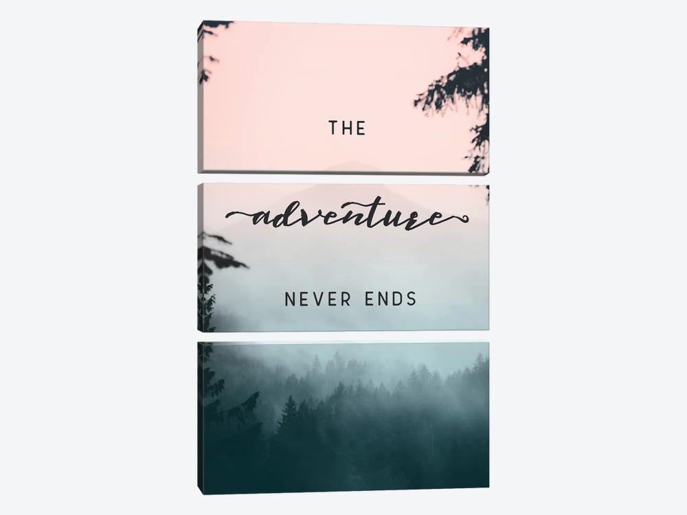 The Adventure Never Ends Mountain Forest Triptych by Nature Magick 3-piece Canvas Art Print